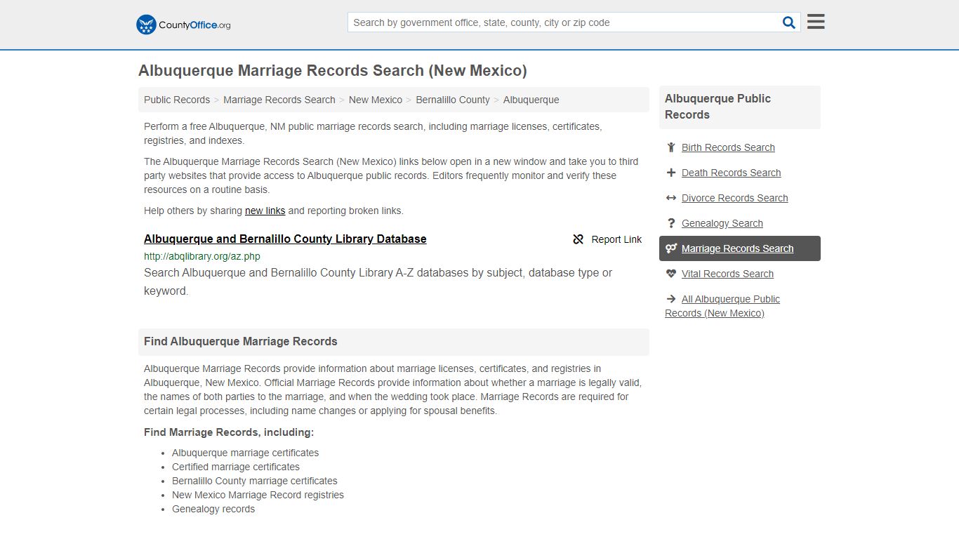 Marriage Records Search - Albuquerque, NM (Marriage Licenses ...