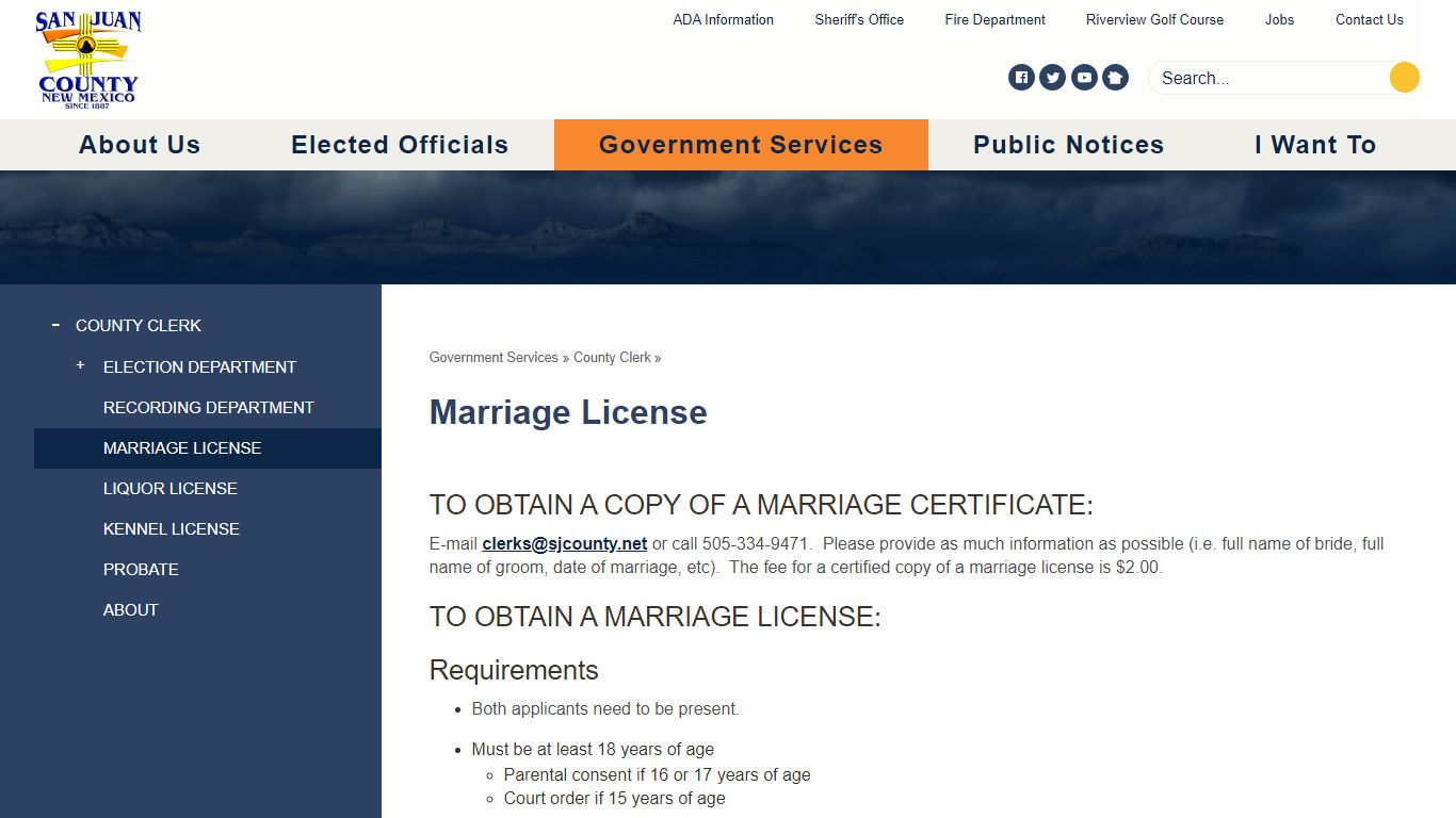 Marriage License | San Juan County, NM